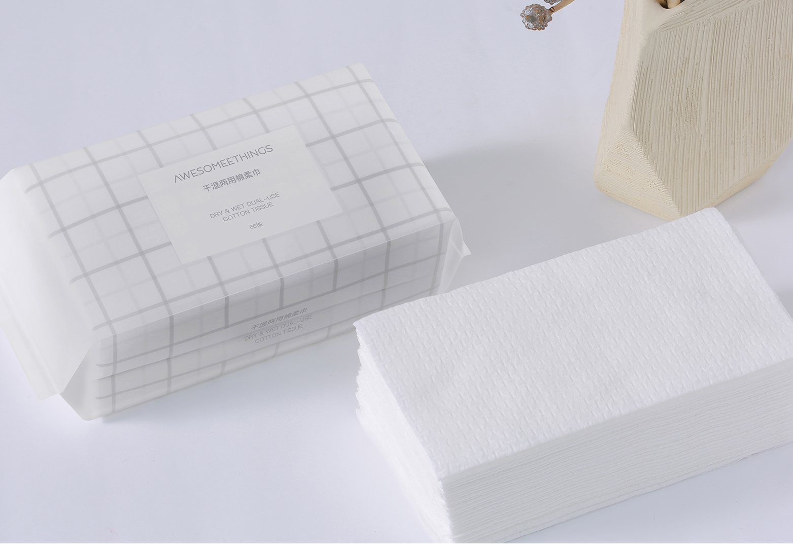 AWESOMEETHINGS干湿两用棉柔巾，产品场景照片