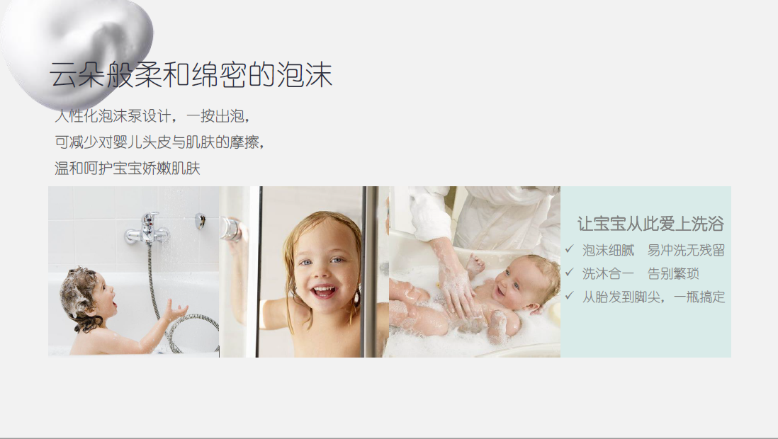 初鲜（Ciptafresh）婴儿洗发沐浴泡泡人性化的泡沫泵设计